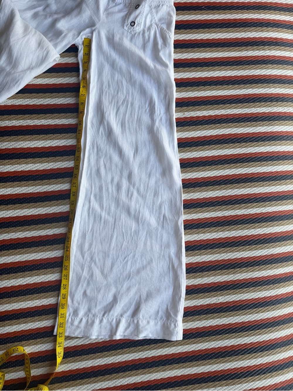 London Jean Women’s Size 0 White 100% Linen Wide Leg Sailor Nautical Pants - Picture 5 of 8